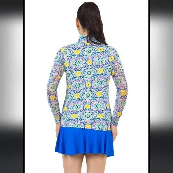 IBKUL Women's Nora Print Long Sleeve Mock Neck Top - Picture 2 of 8